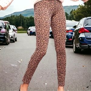 ANTHROPOLOGIE PILCRO THE LETTER PRESS Tan Black Print Stretch Corduroy Jeans W30